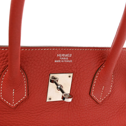 Hermes Taurillon Clemence Eclat Birkin 35 Sanguine White 6 of 18