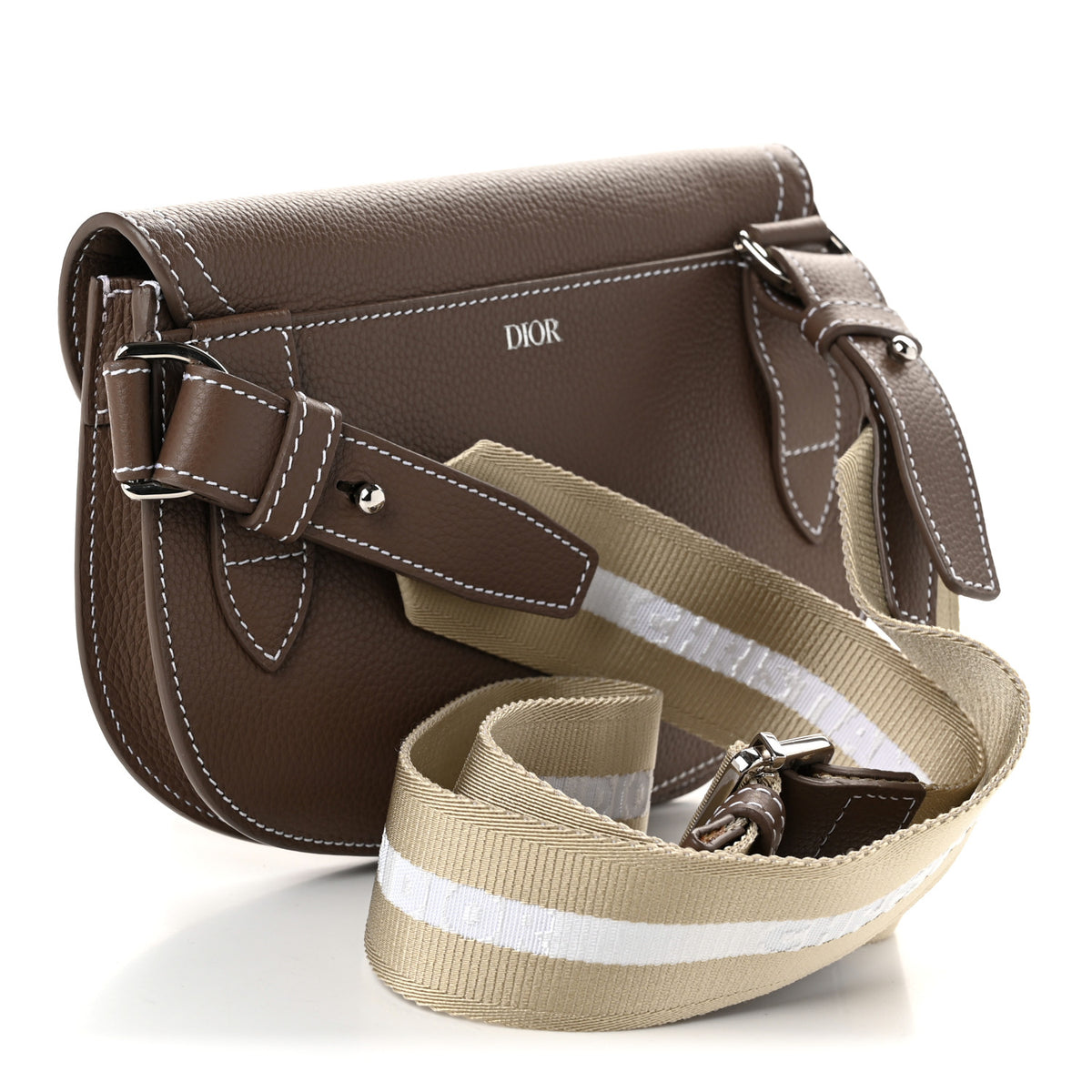 X KAWS Grained Calfskin Saddle Pouch Marron Multicolor