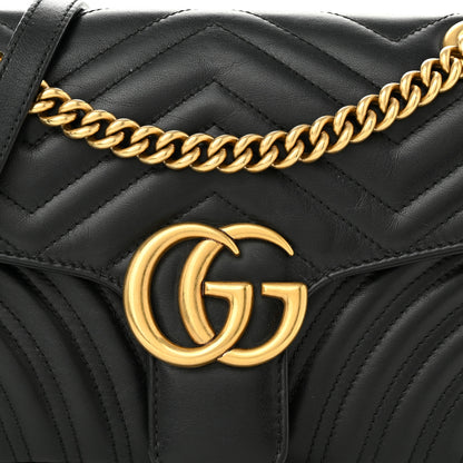 Gucci Calfskin Matelasse Small GG Marmont Shoulder Bag Black 8 of 10
