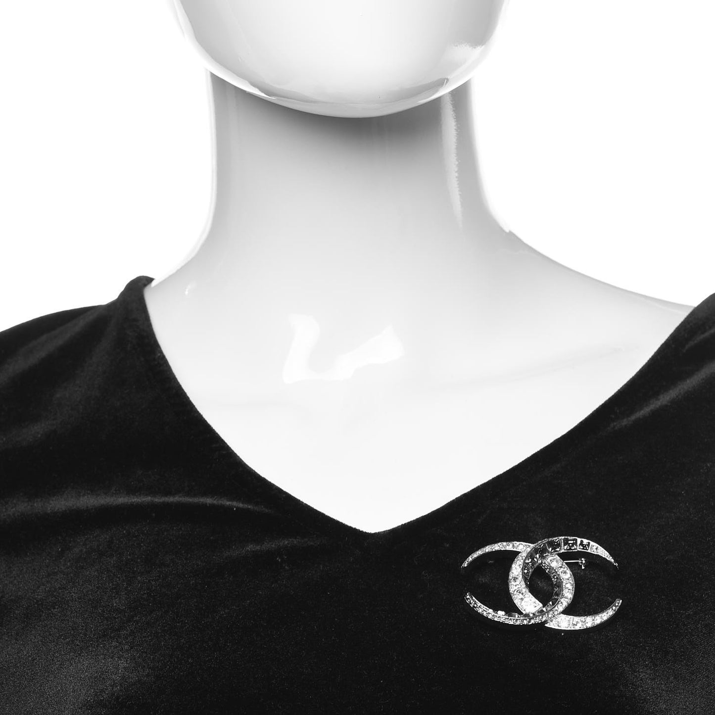 Baguette Crystal Dubai CC Brooch Silver