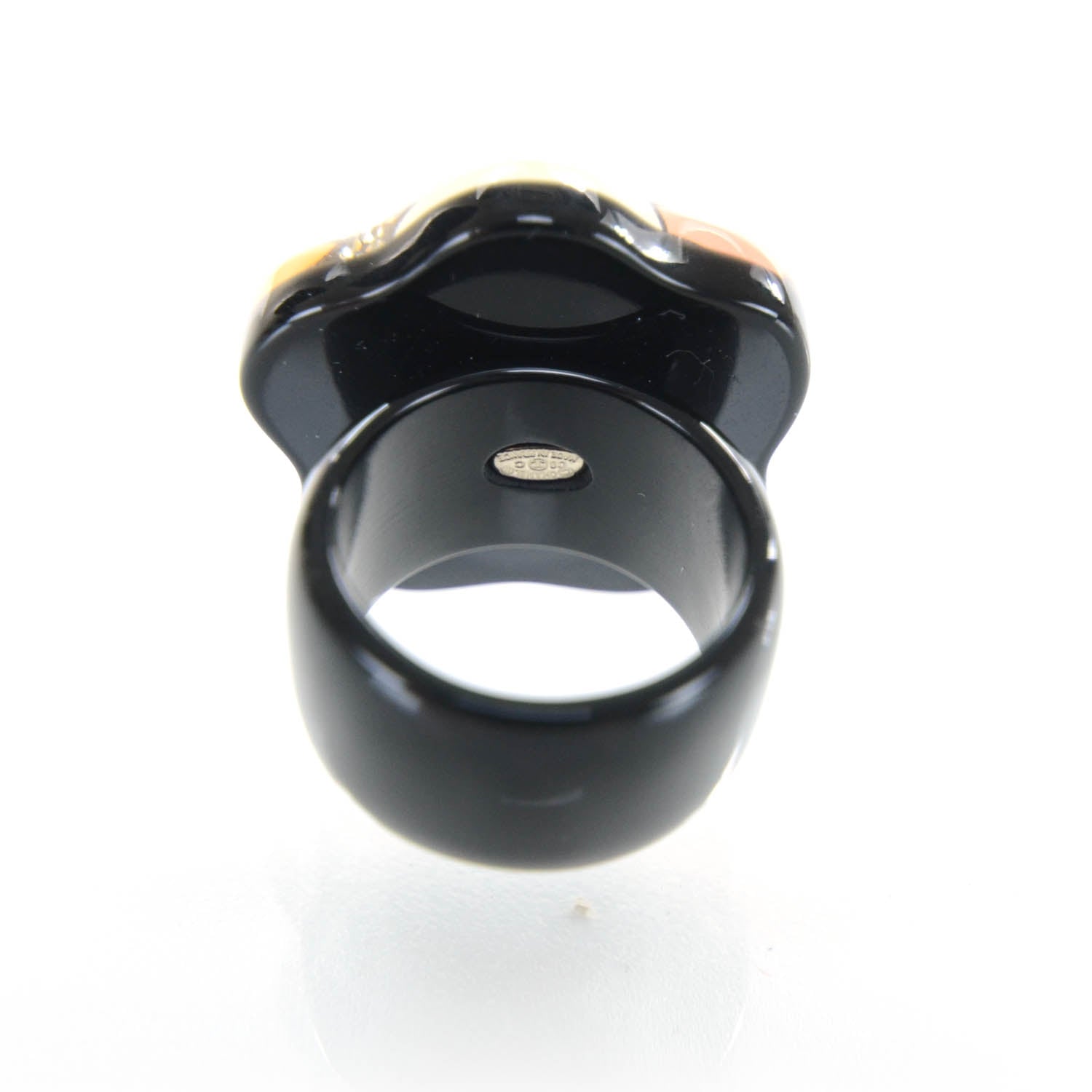 Chanel Resin Crystal CC Camellia Ring Size 6 1 of 3