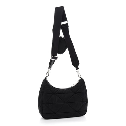 Prada Re-Nylon Triangle Padded Patchwork Shoulder Bag Black 3 of 9