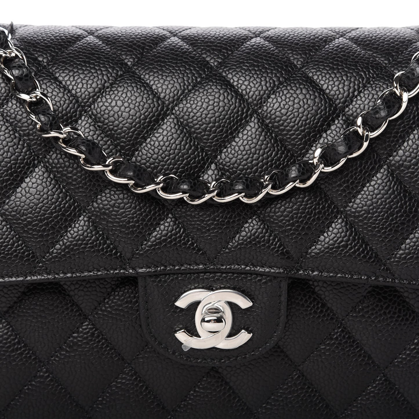 Caviar Quilted Medium Double Flap Black