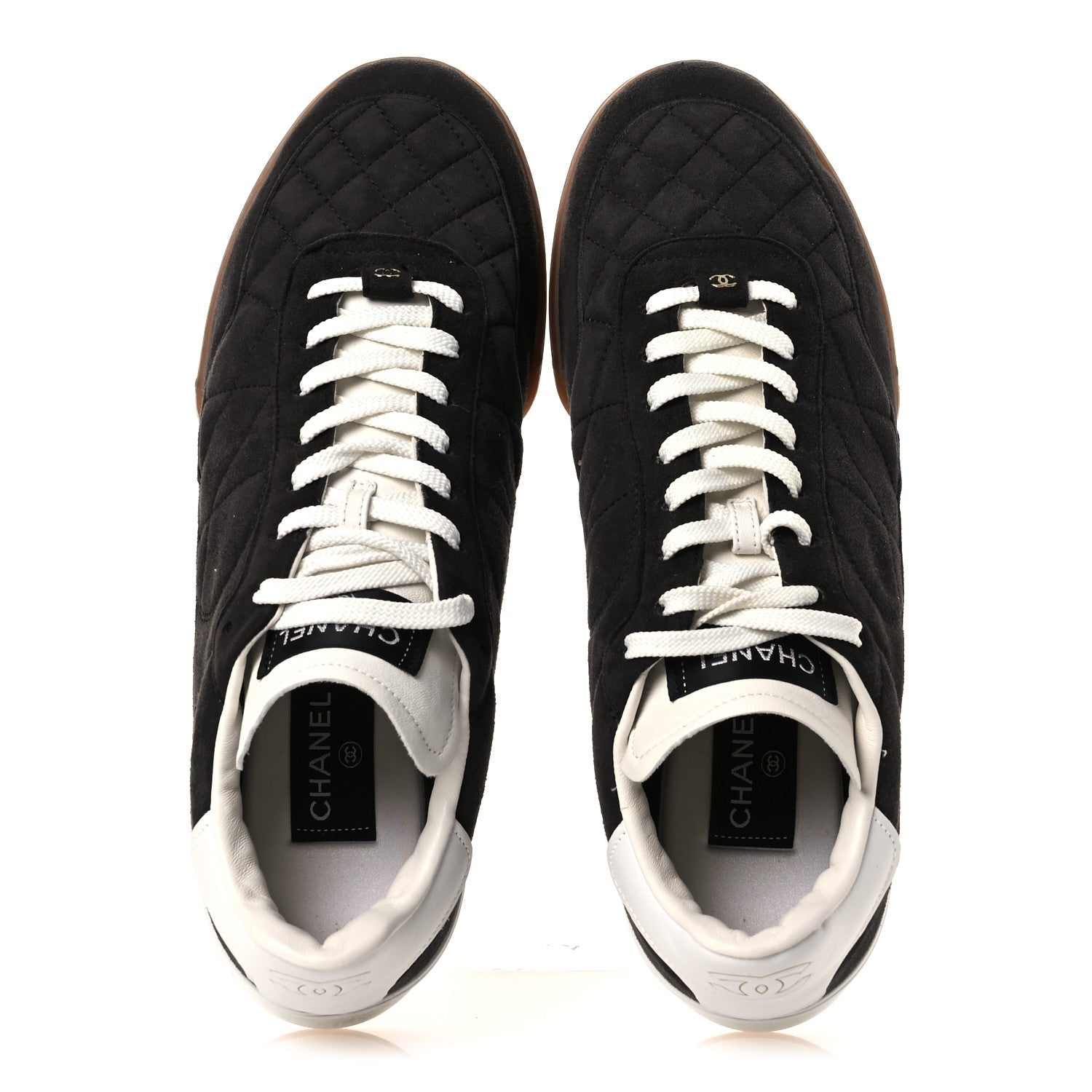 Chanel Suede Kidskin Quilted Mens Sneakers 43 Dark Grey 2 of 11