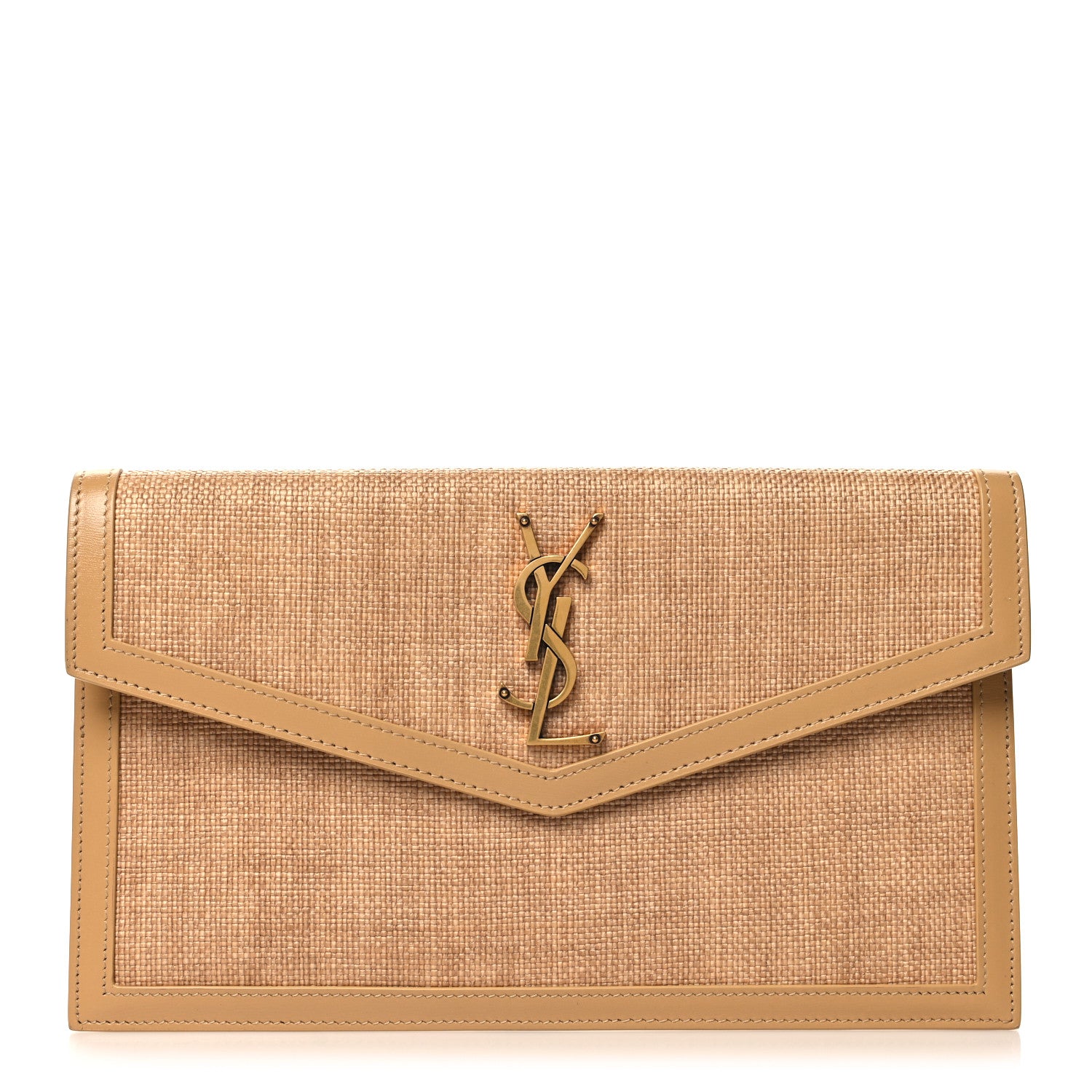 Saint Laurent Micro Raffia Uptown Pouch Natural Hay Blush 1 of 11