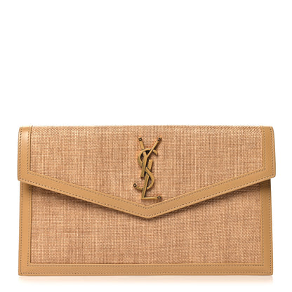 Saint Laurent Micro Raffia Uptown Pouch Natural Hay Blush 1 of 11