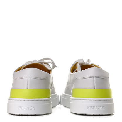 Hermes Calfskin Deep Sneakers 37 White Yellow 6 of 10