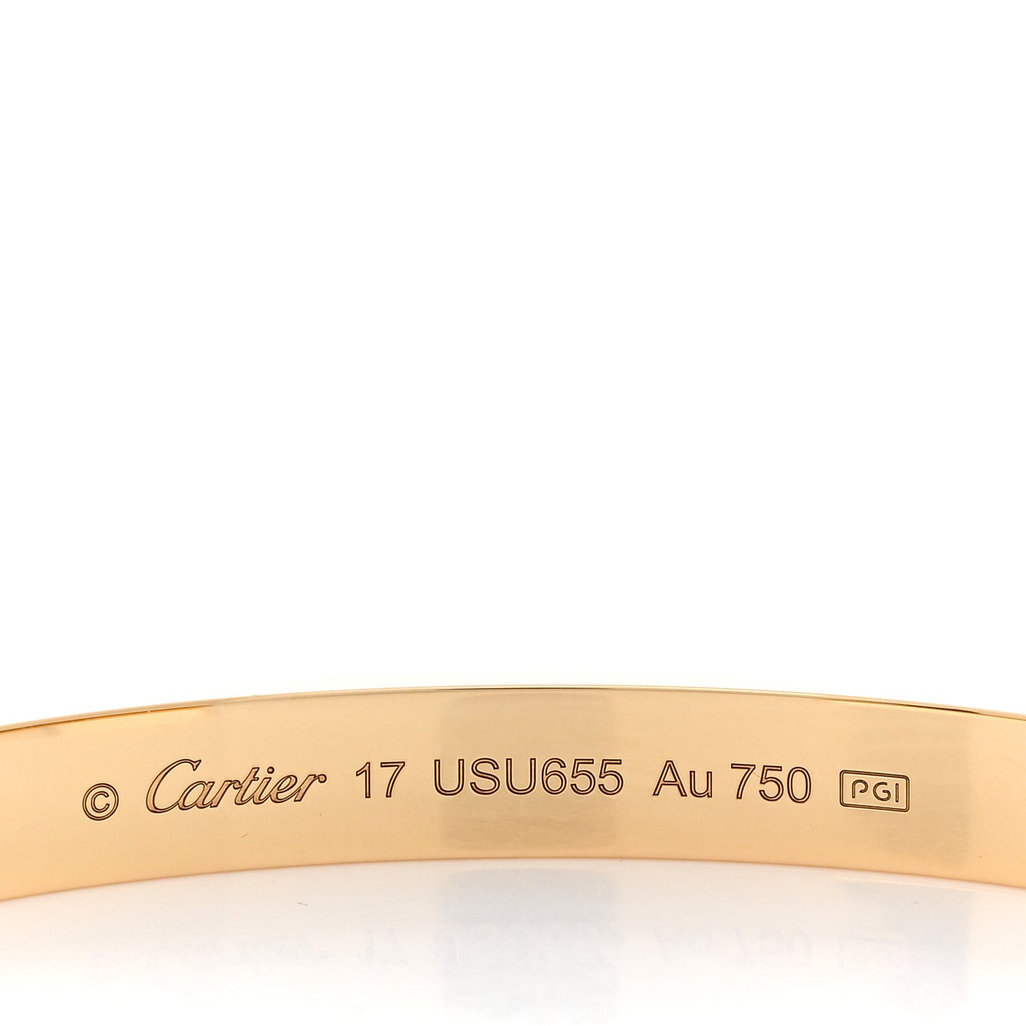18K Yellow Gold LOVE Cuff Bracelet 17