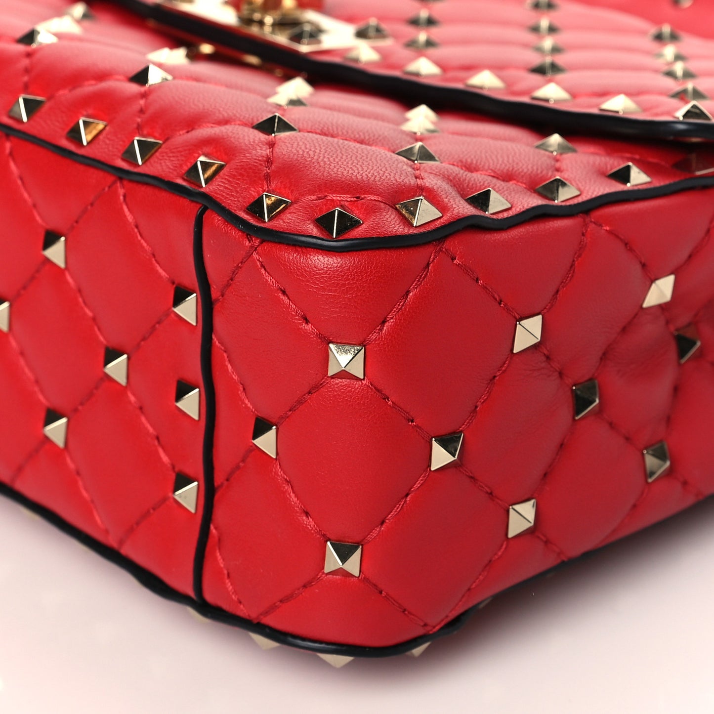 Lambskin Medium Rockstud Spike Shoulder Bag Red