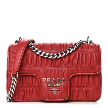 Prada Nappa Gaufre Small Chain Flap Shoulder Bag Fuoco 1 of 4