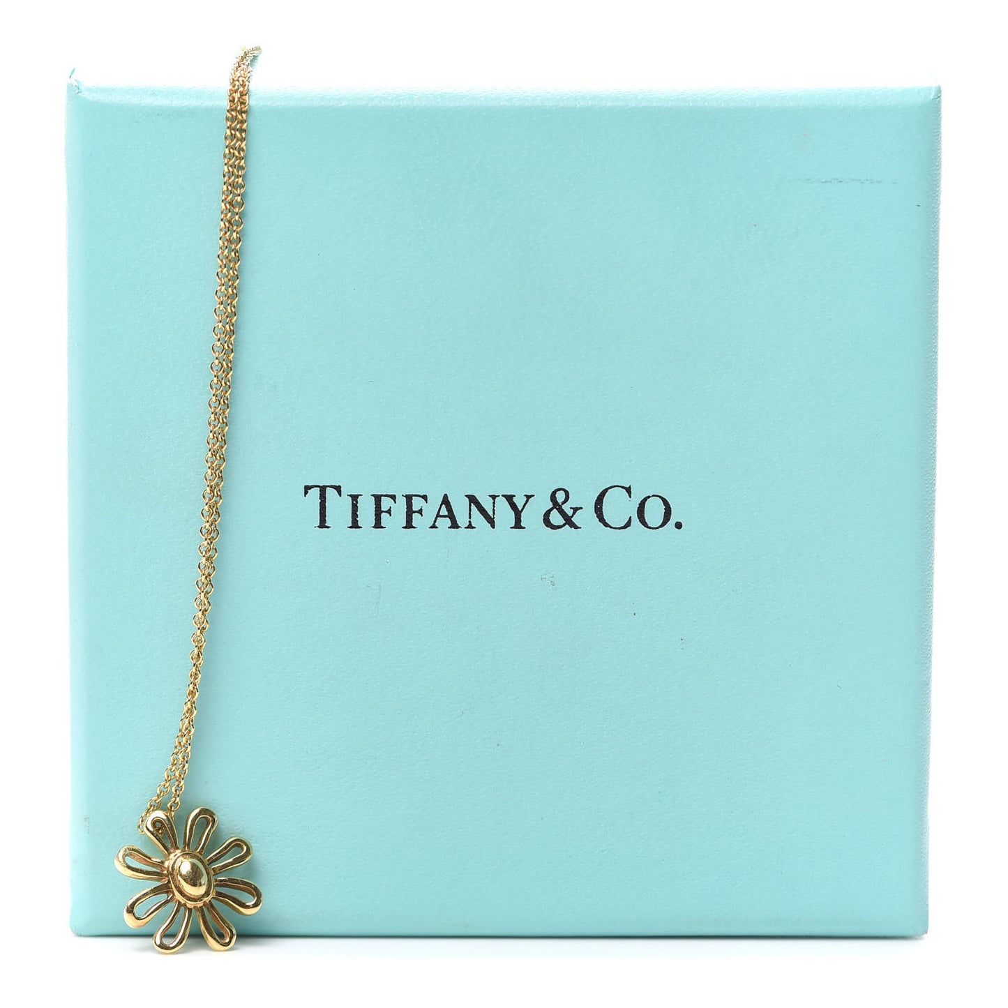 18K Yellow Gold Daisy Pendant Necklace