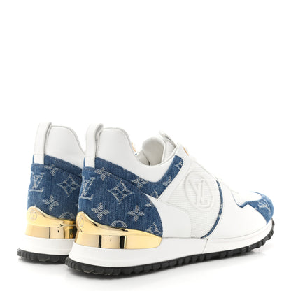 Louis Vuitton Calfskin Monogram Denim Run Away Sneakers 40 White 4 of 10