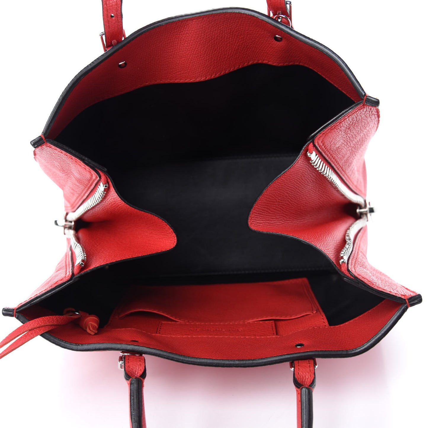 Grained Calfskin Plate Hardware Papier A6 Zip Around Tote Rouge Houx