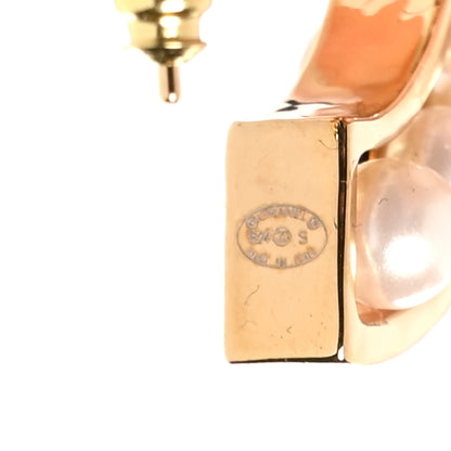 Chanel Pearl CC Hoop Earrings Gold 4 of 5