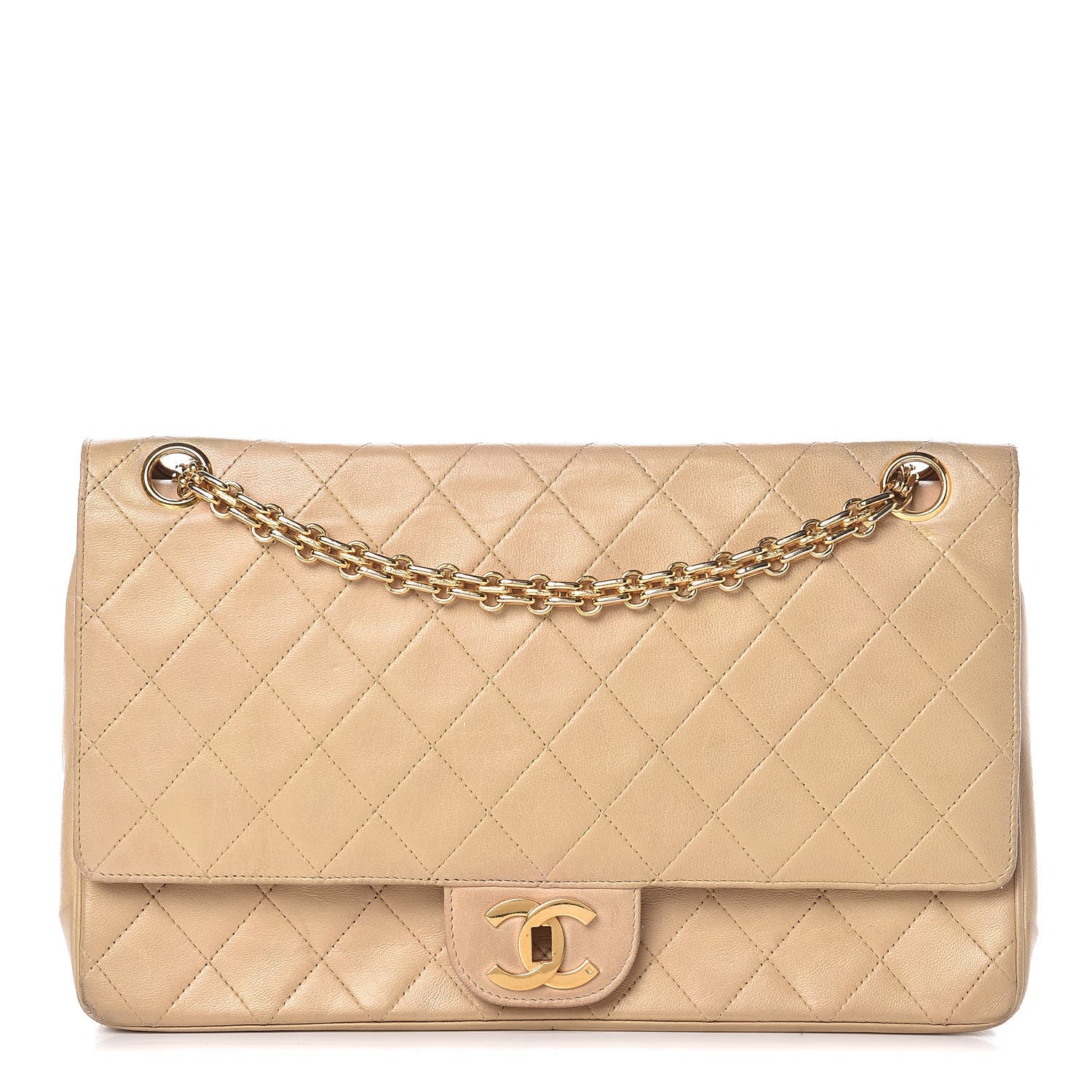Chanel Lambskin Quilted Medium Bijoux Chain Double Flap Beige 1 of 16
