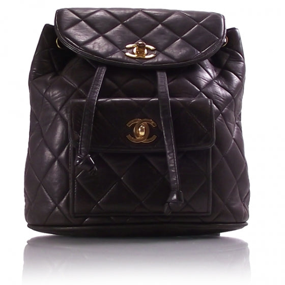 Lambskin Drawstring Backpack Black