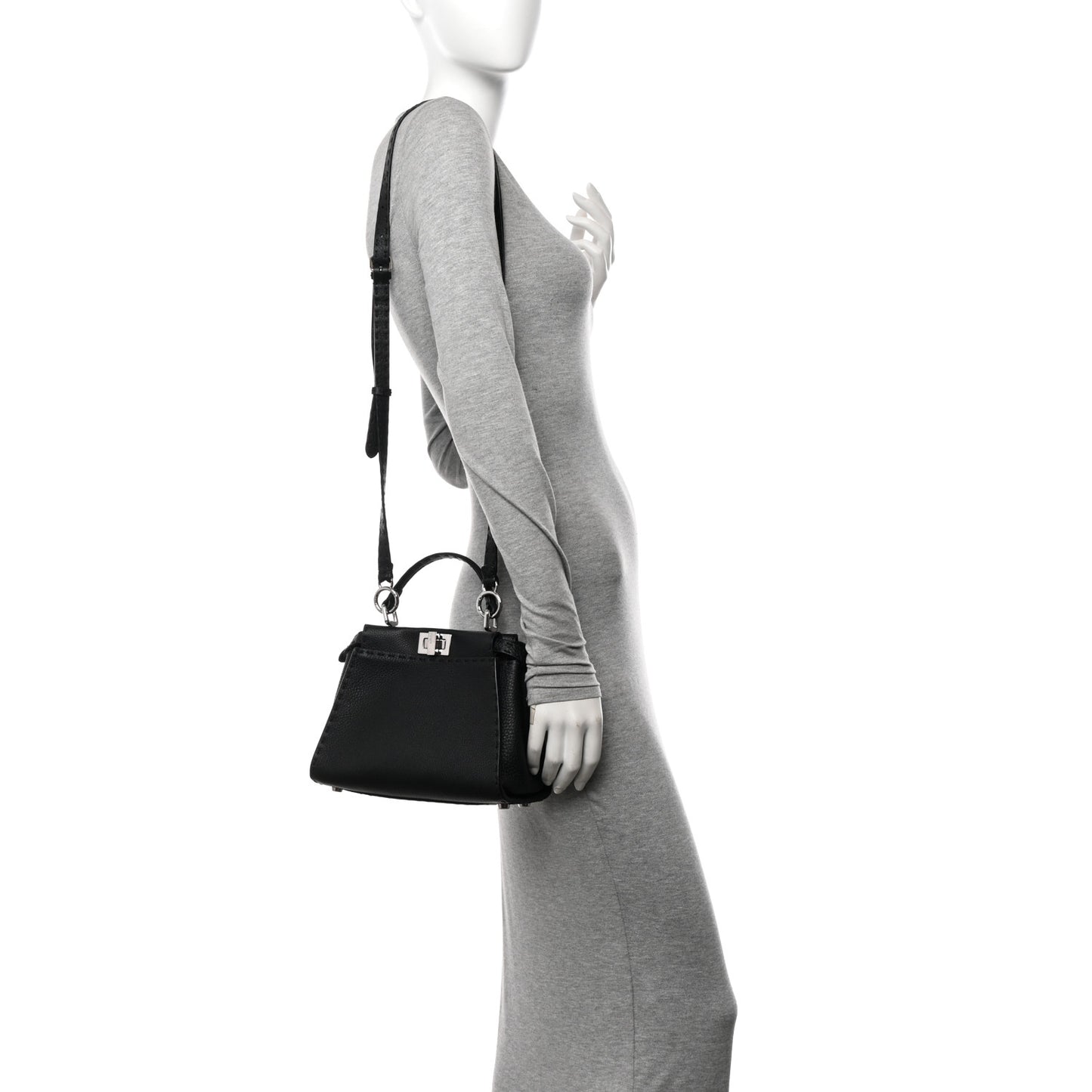 Cuoio Romano Selleria Bi-Color Mini Peekaboo Iconic Satchel Black Mou