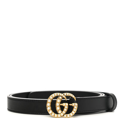 Gucci Calfskin Pearl Double G 20mm Belt 95 38 Black Cream 1 of 5