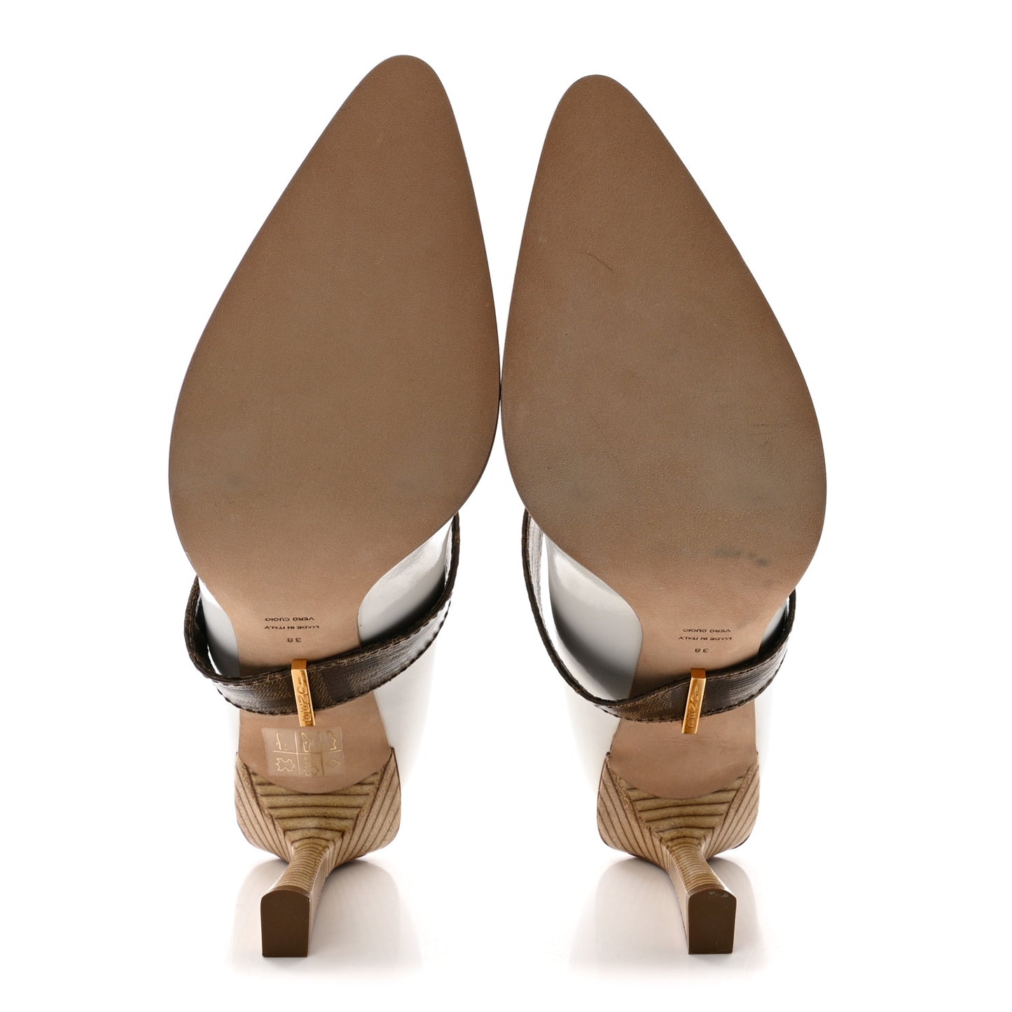 Glossy Neoprene Glazed Fabric FF FFrame Court Mary Jane Pumps 38 White Tobacco Moro