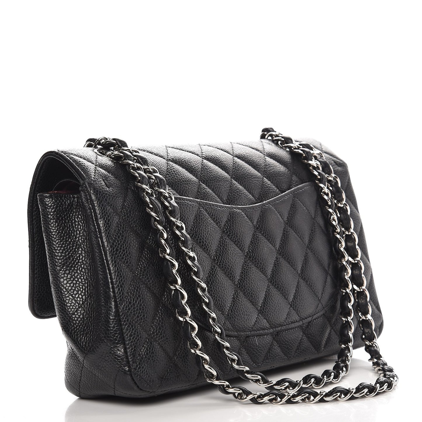 Caviar Quilted Medium Double Flap Black