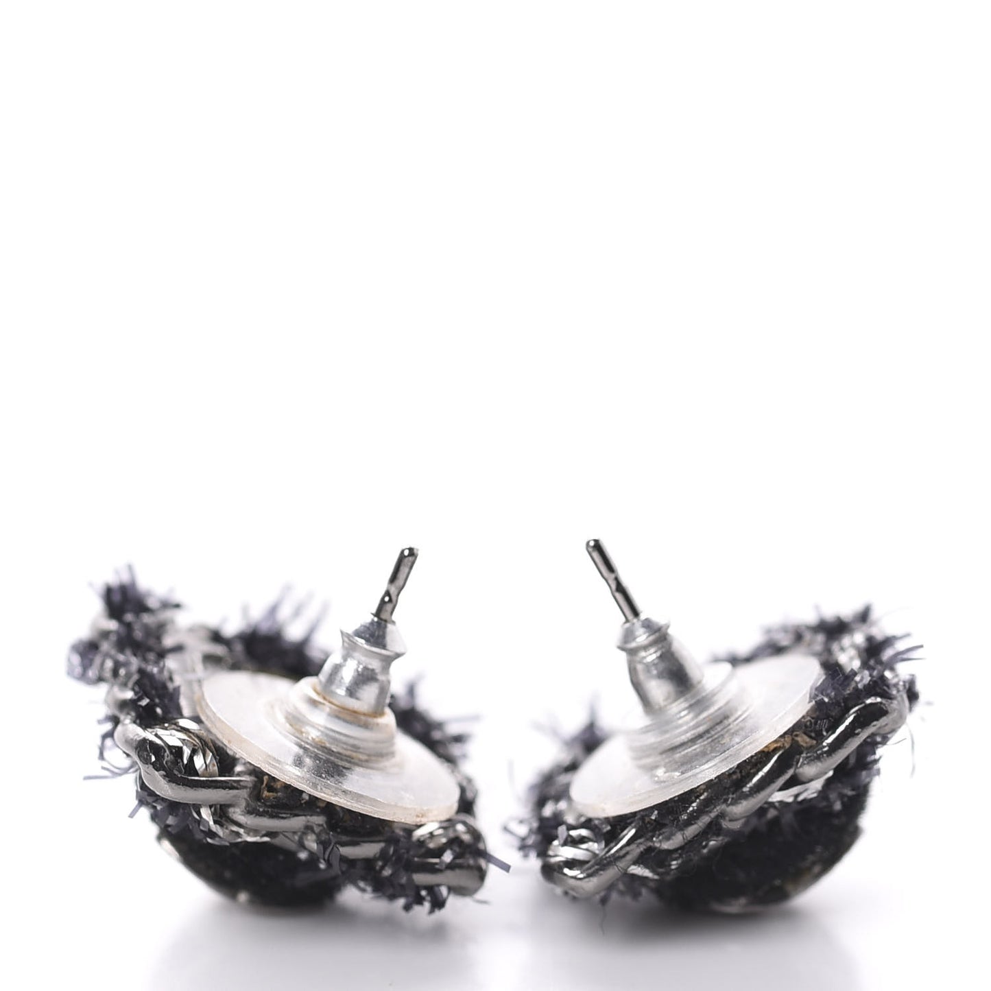 Ruthenium Enamel CC Earrings Black