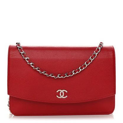 Chanel Caviar Sevruga Wallet on Chain WOC Red 1 of 12