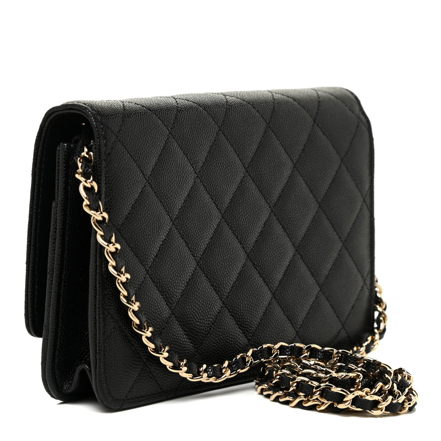 Chanel Caviar Quilted Crystal CC Wallet On Chain WOC Black 2 of 12