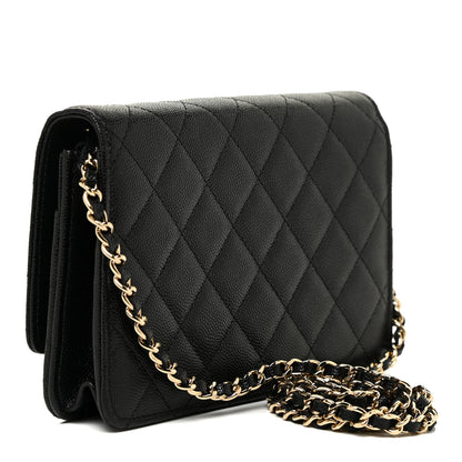 Chanel Caviar Quilted Crystal CC Wallet On Chain WOC Black 2 of 12
