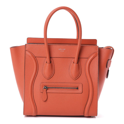Celine Drummed Calfskin Micro Luggage Vermillion 1 of 9