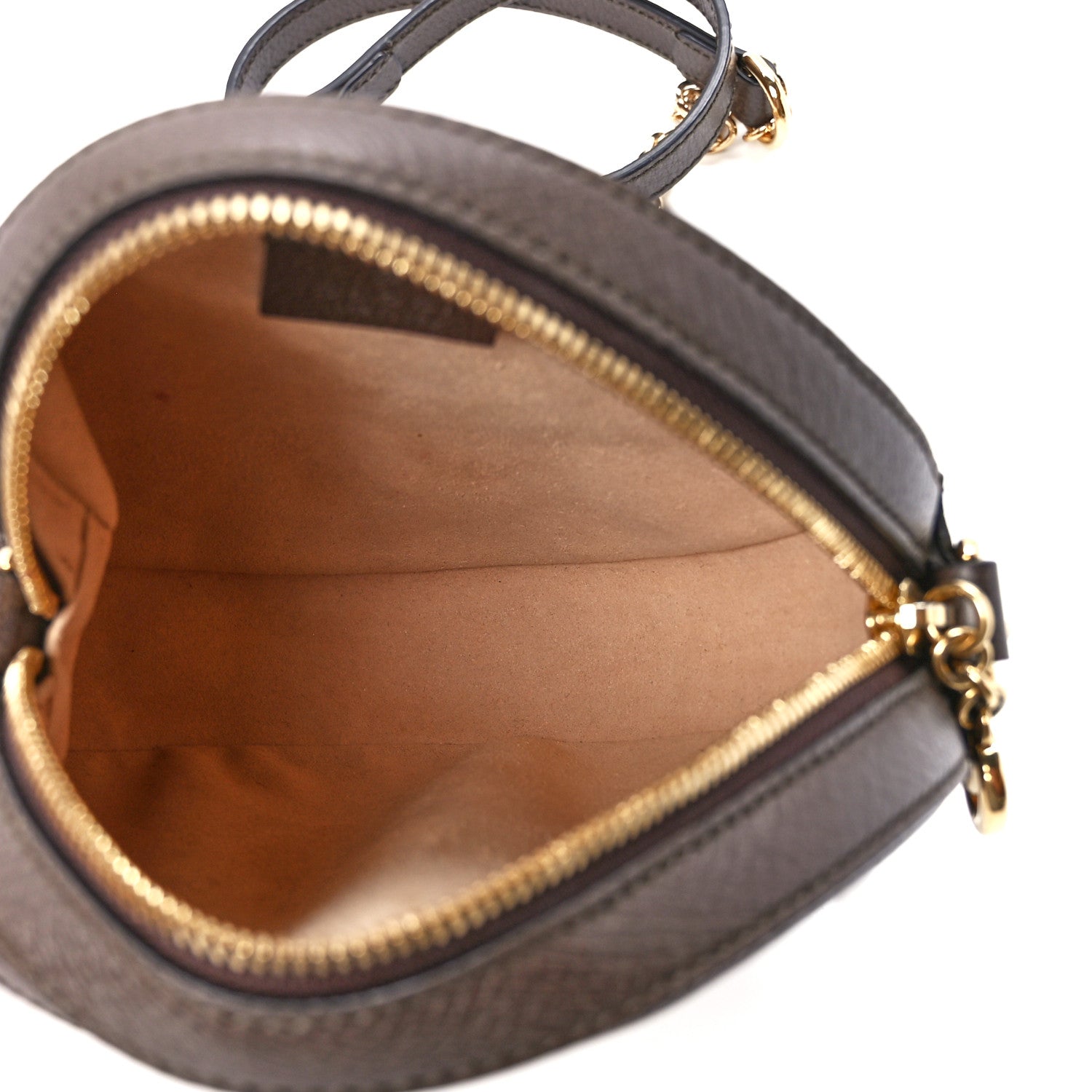 Gucci GG Supreme Monogram Web Mini Ophidia Round Shoulder Bag Brown 6 of 13