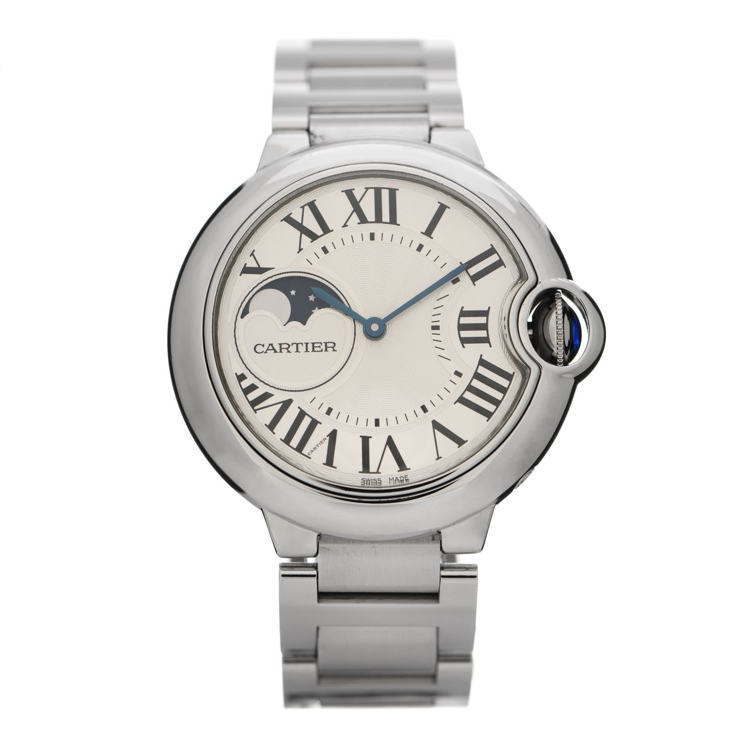 Cartier Stainless Steel 37mm Ballon Bleu De Cartier Moonphase Automatic Watch 1 of 5