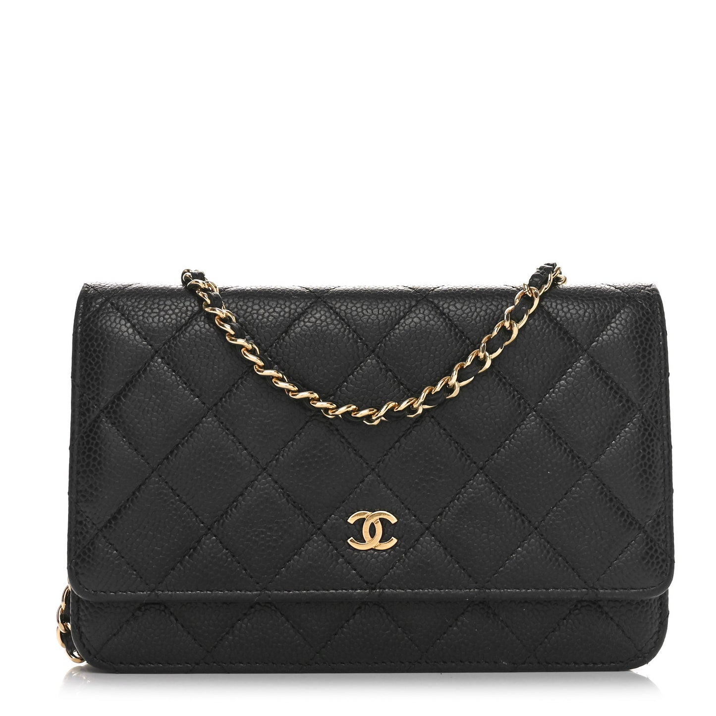 Caviar Quilted Wallet on Chain WOC Black