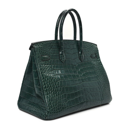Hermes Matte Alligator Birkin 35 Vert Titien 3 of 12