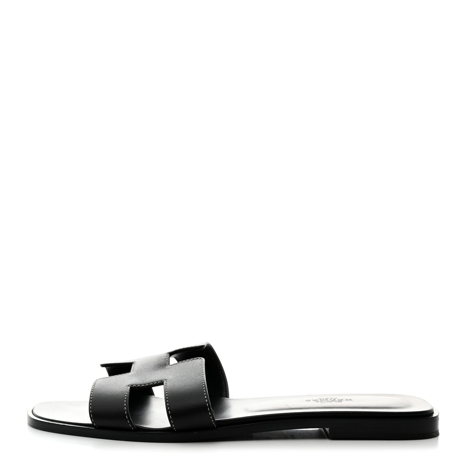 Hermes Box Calfskin Oran Sandals 39.5 Black 1 of 8