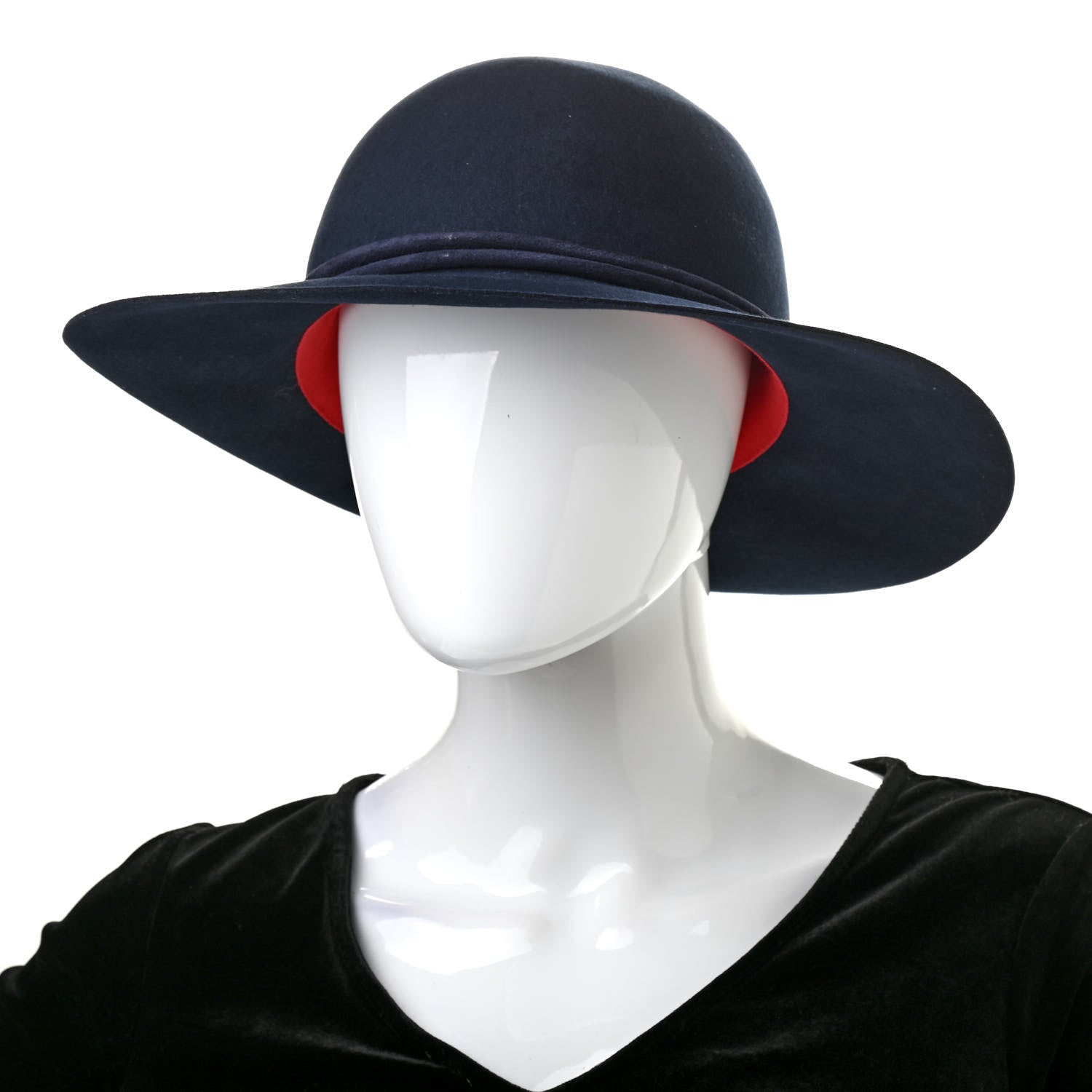Hermes Rabbit Felt Lambskin Vicky Hat 59 Bleu Nuit 2 of 10