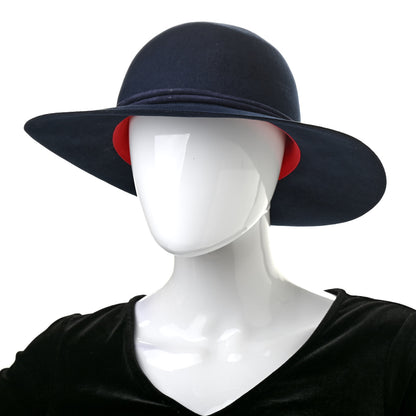 Hermes Rabbit Felt Lambskin Vicky Hat 59 Bleu Nuit 2 of 10