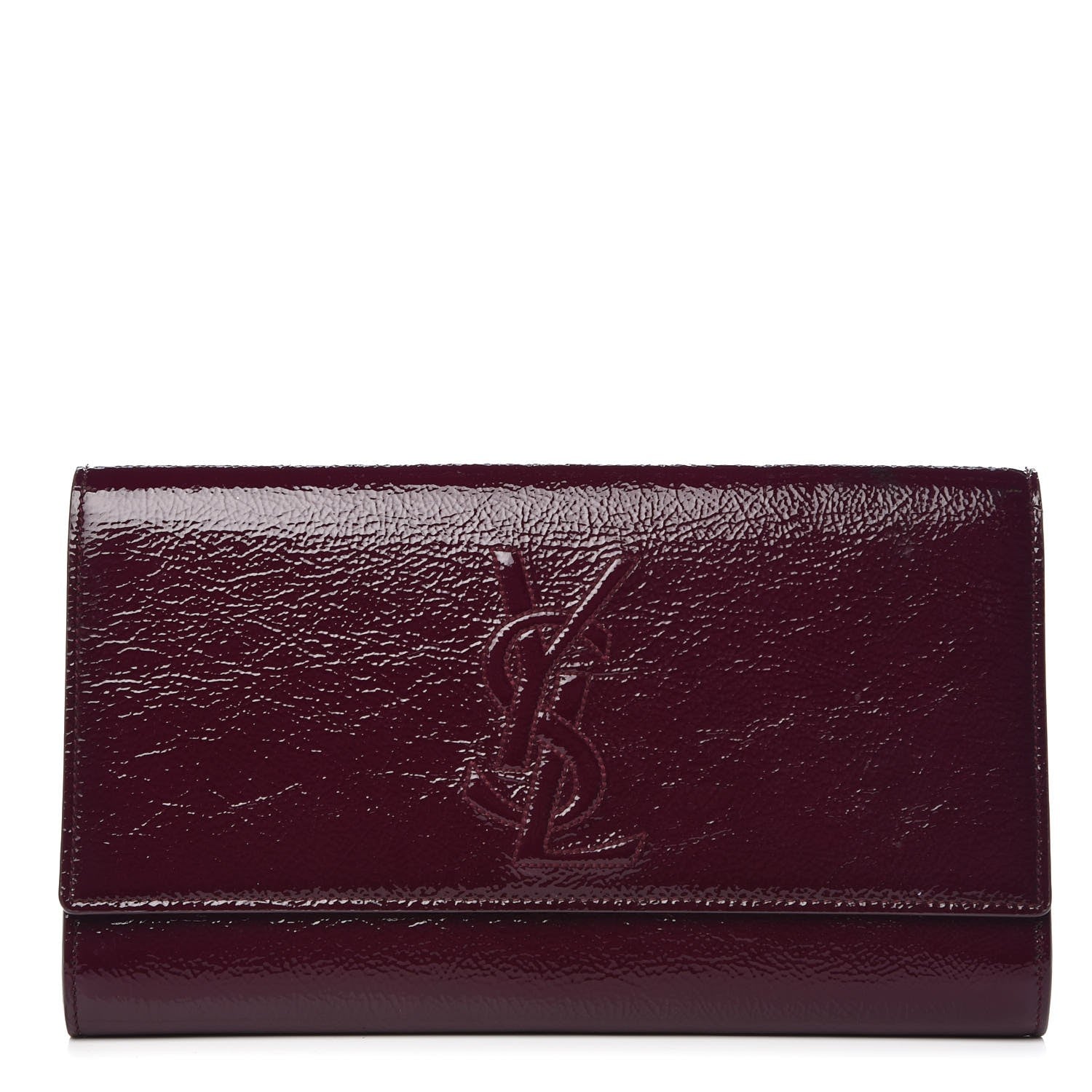 Saint Laurent Textured Patent Monogram Large Belle De Jour Clutch Purple 1 of 9