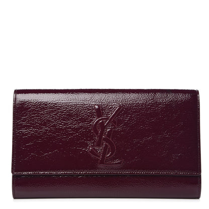 Saint Laurent Textured Patent Monogram Large Belle De Jour Clutch Purple 1 of 9