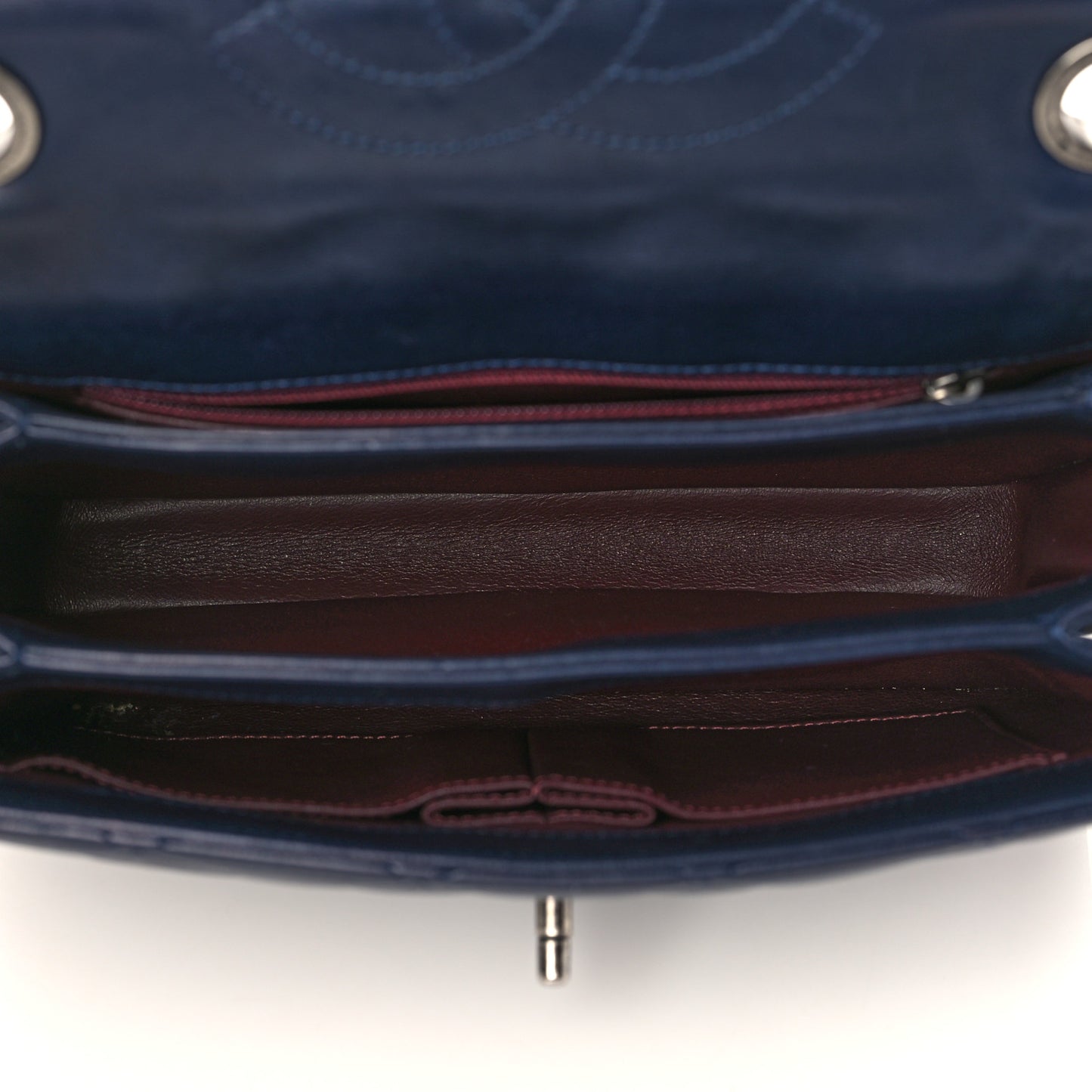 Lambskin Quilted Small Trendy CC Flap Dual Handle Bag Navy