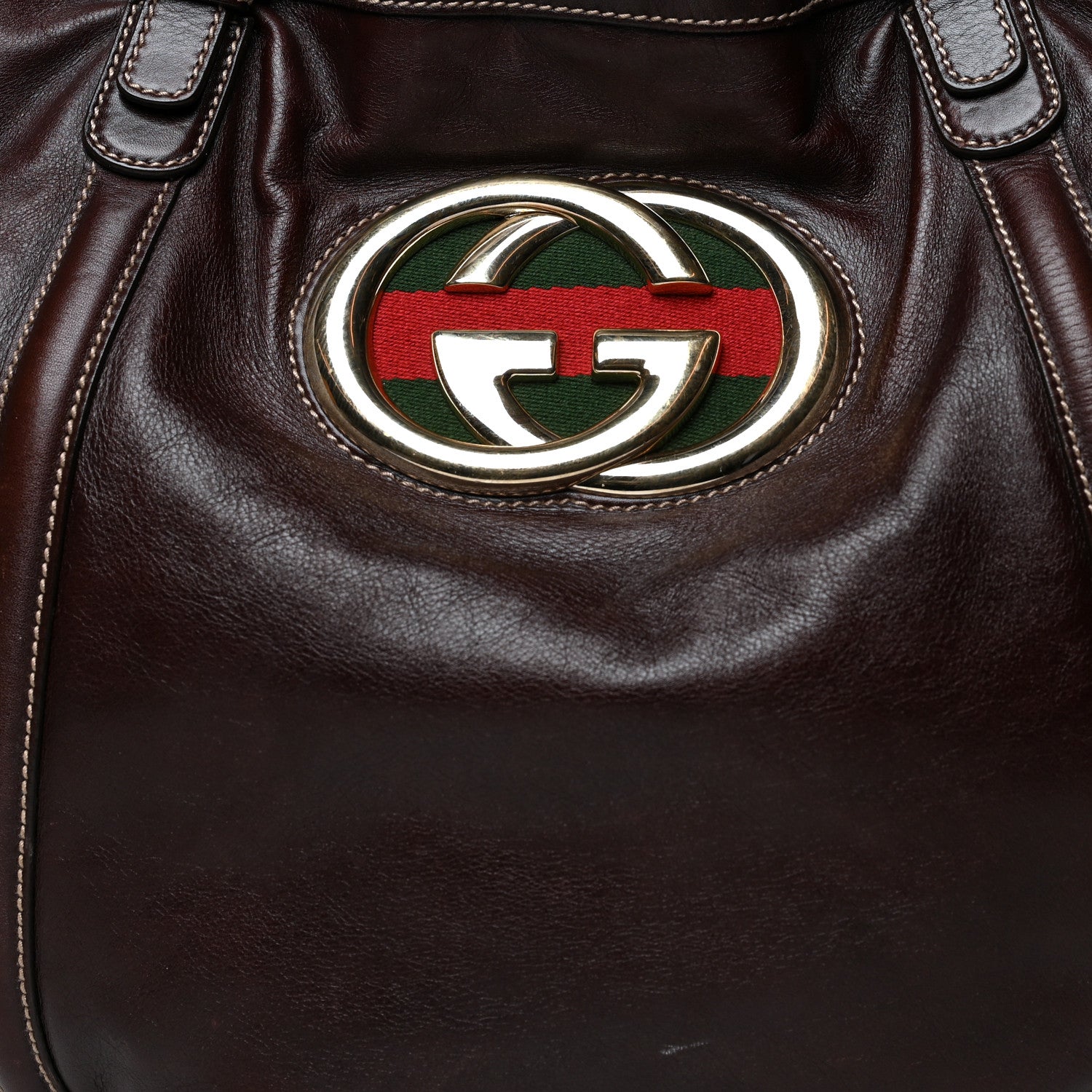 Gucci Calfskin Medium Britt Tote Dark Brown 8 of 11