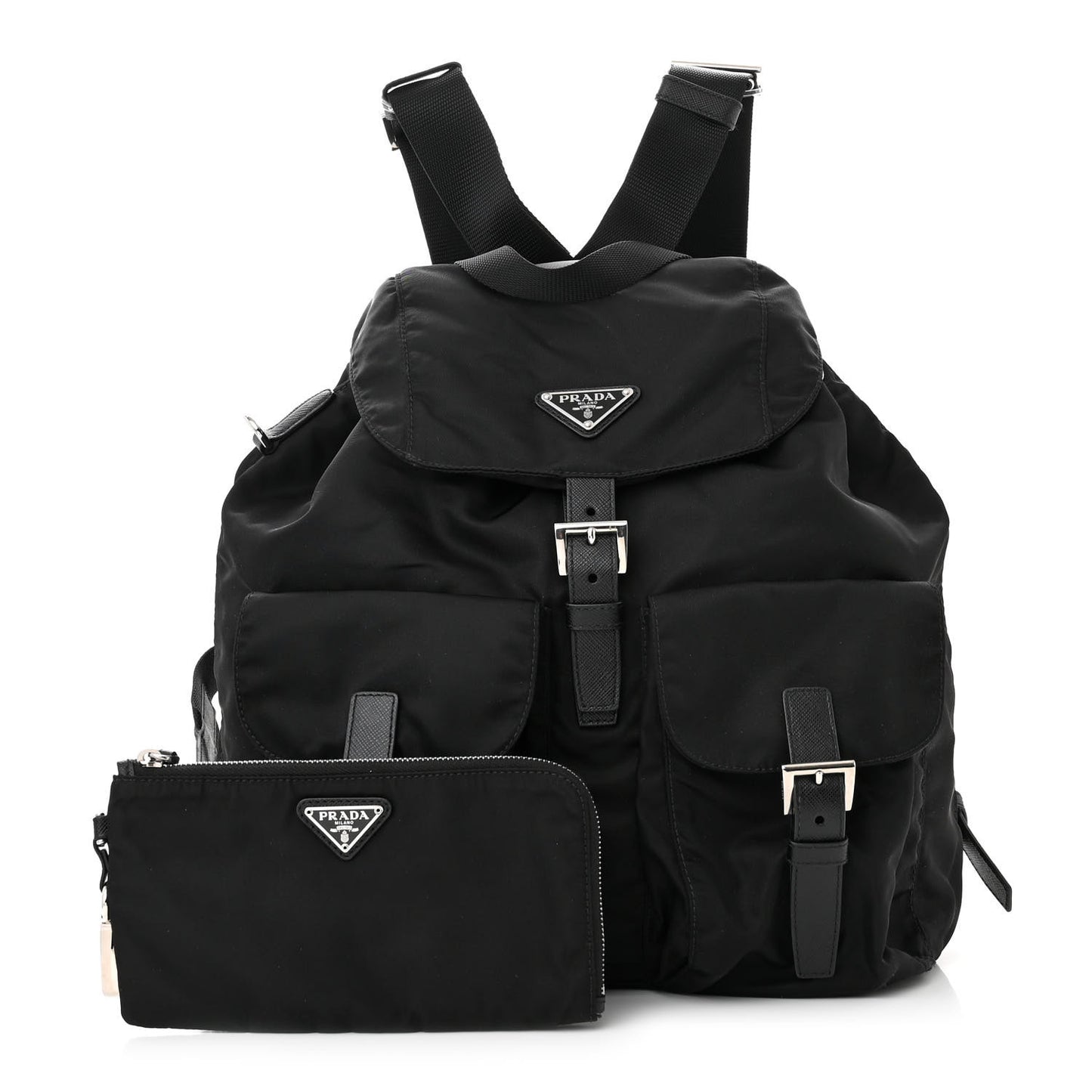 Re-Nylon Tessuto Saffiano Medium Backpack Black