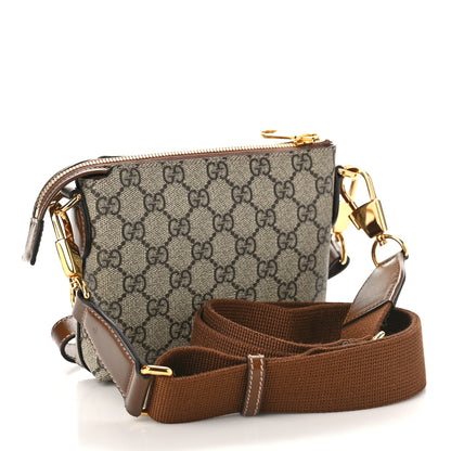 Gucci GG Supreme Monogram Azalea Calfskin Small Retro Interlocking G Wristlet Messenger Bag Beige Ebony Brown Sugar 3 of 8