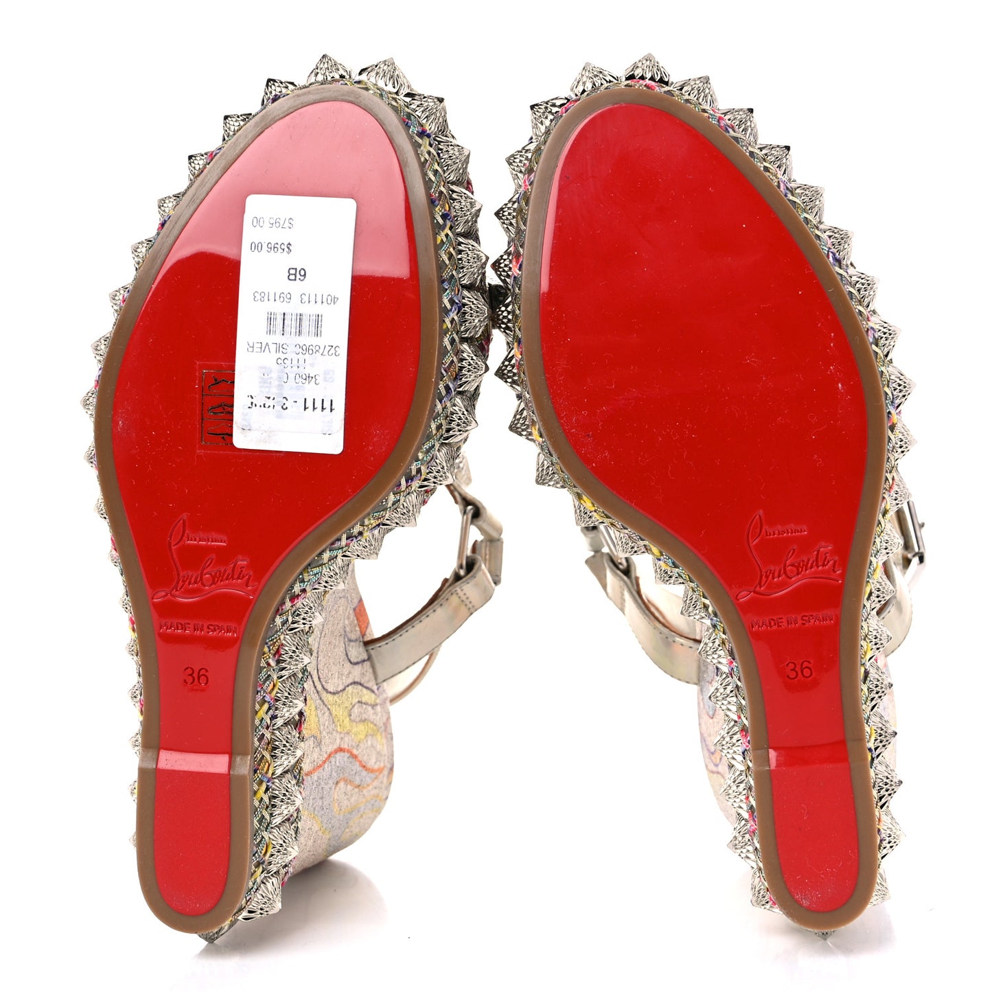 Lurex Flame Pira Ryad 110 Wedge Sandals 36 Platine Multicolor