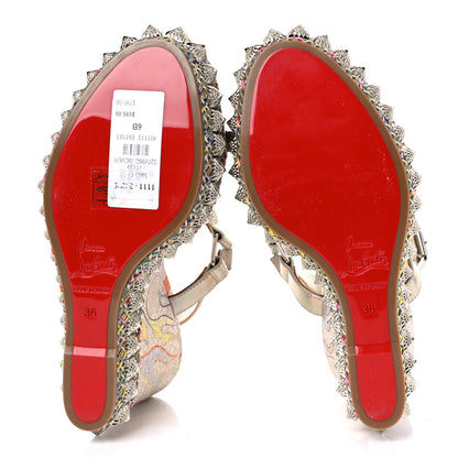 Christian Louboutin Lurex Flame Pira Ryad 110 Wedge Sandals 36 Platine Multicolor 5 of 10