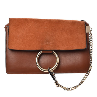 Chloe Suede Calfskin Small Faye Shoulder Bag Tobacco 1 of 10