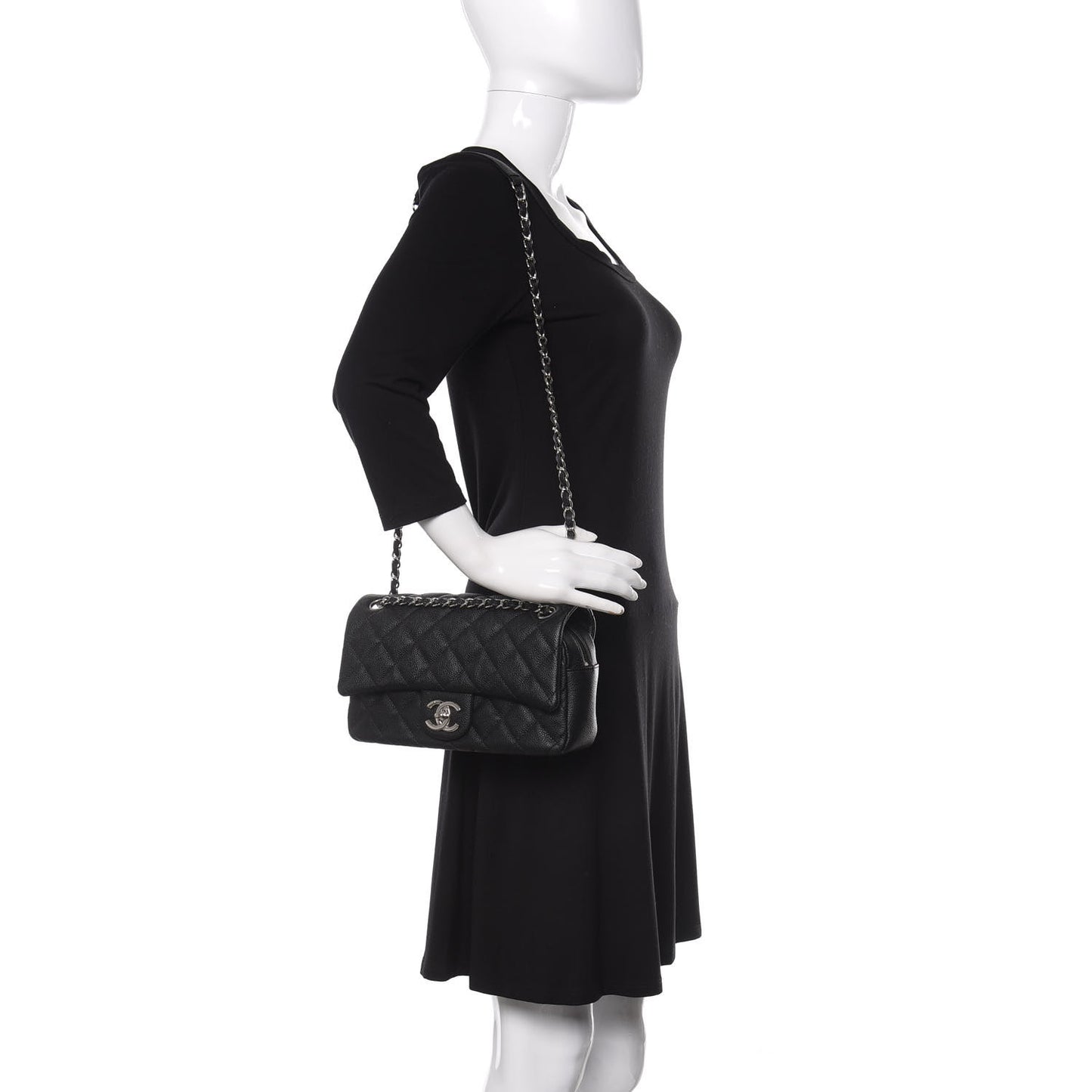 Caviar Quilted Medium Easy Flap Black