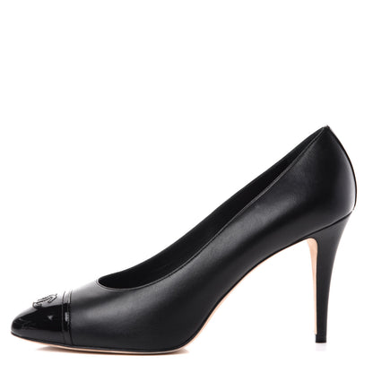 Chanel Lambskin Calfskin Patent Cap Toe CC Pumps 42 Black 1 of 11