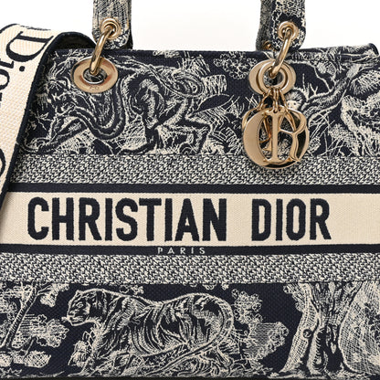 Christian Dior Toile de Jouy Embroidered Large Lady D-Lite Navy 8 of 10
