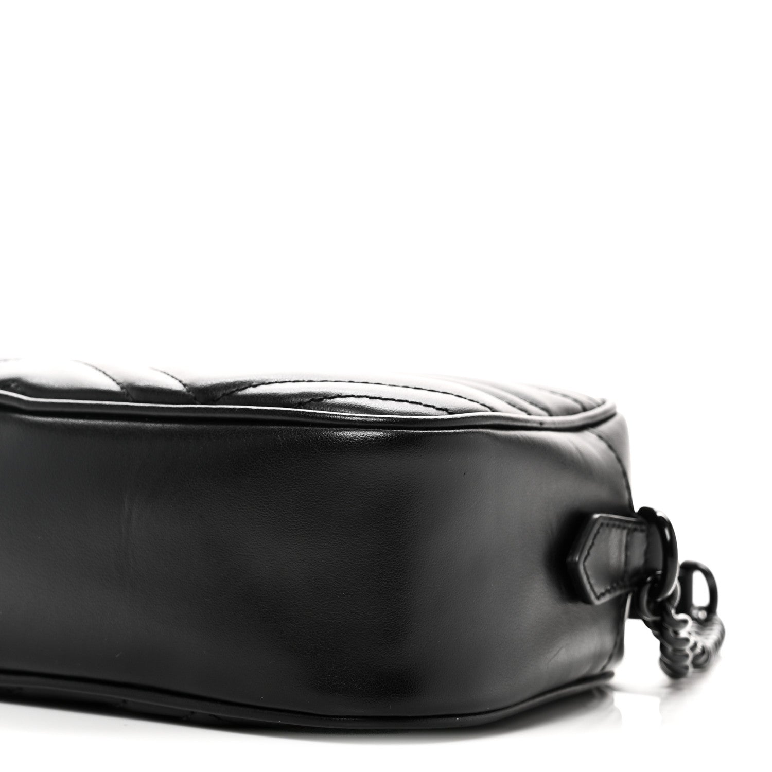 Gucci Calfskin Matelasse Monochrome Small GG Marmont Chain Shoulder Bag Black 10 of 11