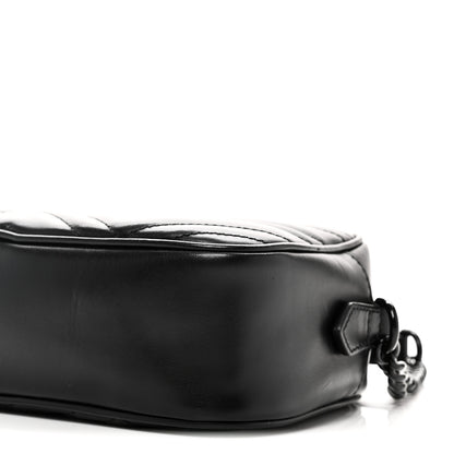 Gucci Calfskin Matelasse Monochrome Small GG Marmont Chain Shoulder Bag Black 10 of 11